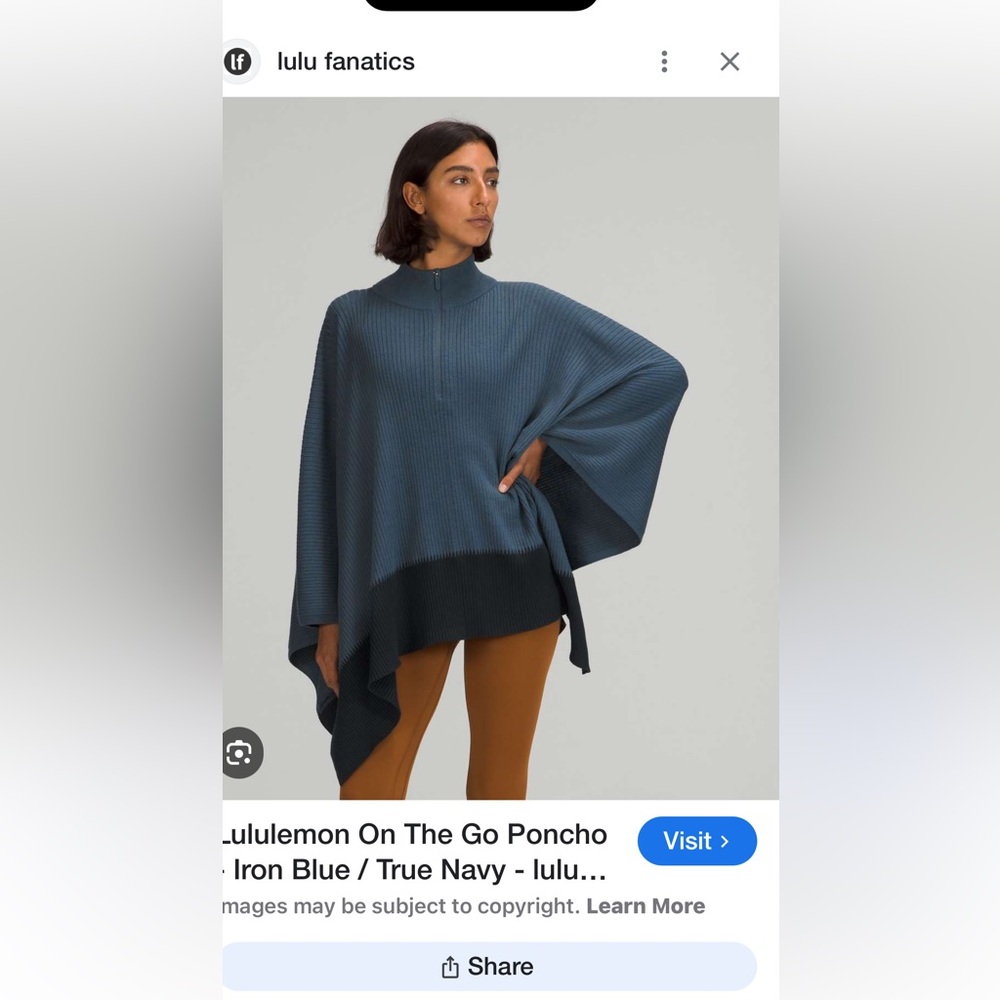 EUC Lululemon Navy/Iron Blue OS poncho. Worn once. Clean.